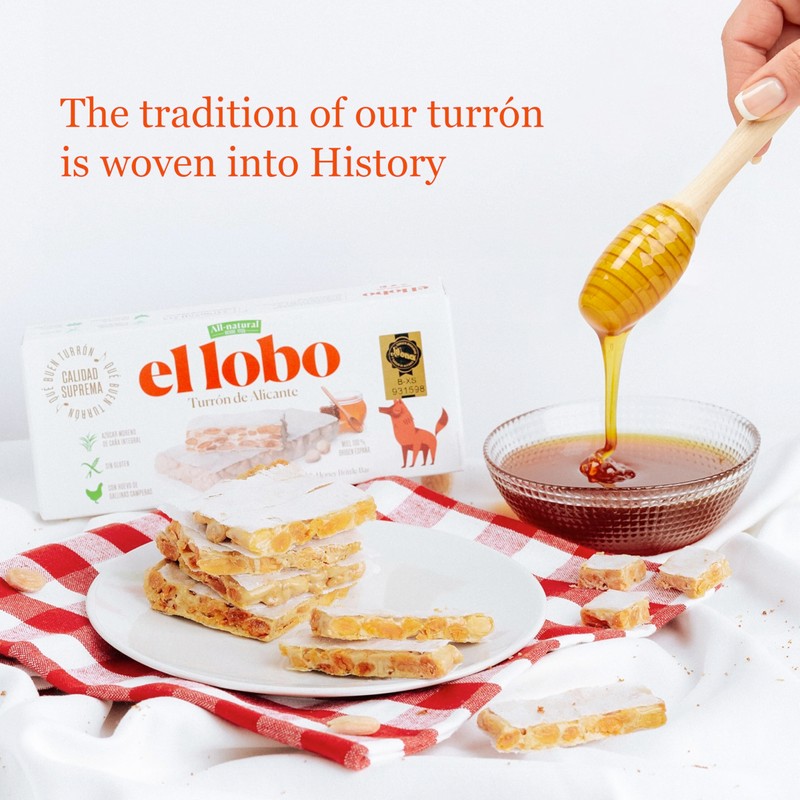 El Lobo Turron, Spanish Hard Almond Nougat (Turron Duro) 150