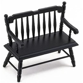Dollhouse Miniature Deacon Bench (Black)