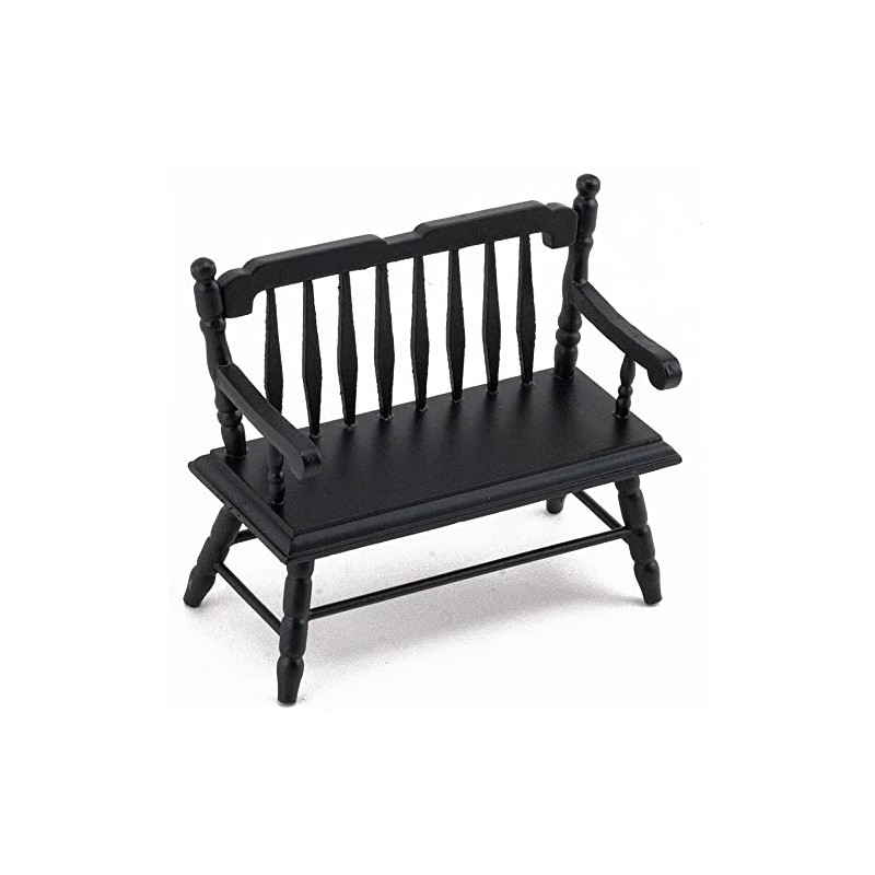 Dollhouse Miniature Deacon Bench (Black)
