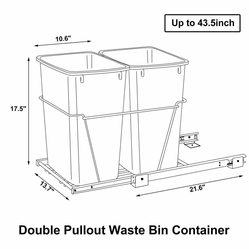 ZENY Pull Out Trash Kitchen Under Cabinet Waste Container Double