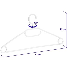 Berlona Clothes Hangers | Pack of 10 | Non-Slip Plastic Hanger | 360° Rotating Hook | Space Saving Hanger, Lightweight and Functional | 41 cm x 21 cm | for Coats, Dresses, Shirts, Sweaters | White