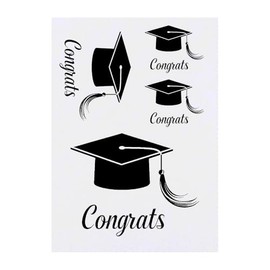 Azeeda 4 x 'Herzlichen Glückwunsch mit Abschlusskappe' Temporäre Tattoos - Wasserfest, Hautfreundlich & Ungiftig · Transfers in Verschiedenen Größen (TO00082356)