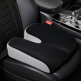 GXHYSW Adult Car Booster Seat Cushion, Memory Foam Wedge Car Seat Cushions for Short People Driving, Portable Driver Seat Cushion to Raise Height 3in for Car Truck Home Office Chair, Black