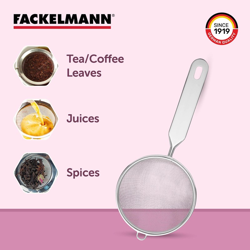 Fackelmann strainer, kitchen sieve made of stainless steel, fine mesh