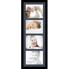 ArtToFrames Collage Photo Frame Single Mat with 4-8x10 Openings and Satin Black Frame.