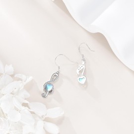 VENACOLY Music Note Earrings 925 Sterling Sliver Cute Funny Earrings Moonstone Music Dangle Earrings Music Note Moonstone Jewellery Lover Gifts for Women