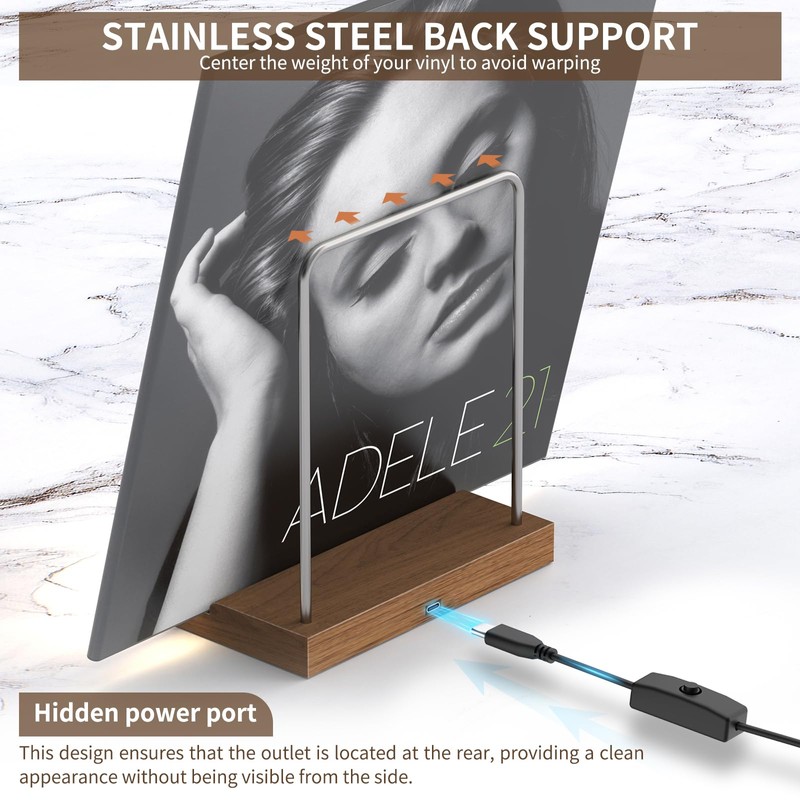 KORRTFID Now Playing Vinyl Record Stand, Light Up Vinyl Record