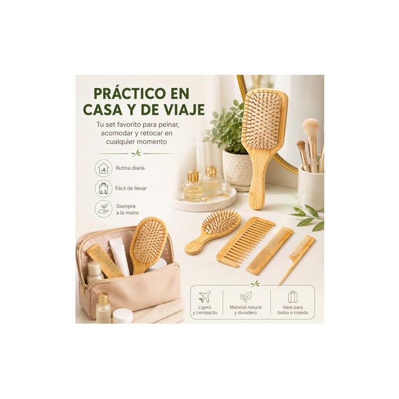 6 Piezas Cepillo para Cabello, Antiestático，Peine para Cabello Antiobstrucción, se