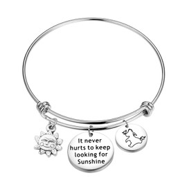 It Never Hurts to Keep Looking for Sunshine Bracelet Eeyore Quote Bracelet Inspiration Gift (Bracelet)