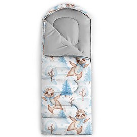 QOOMO Cute Sloth Printed Camping Sleeping Bags,3 Season Warm & Cool Weather,Lightweight,Waterproof Sleeping Bags for Adults & Kids,Traveling,and Outdoors,Camping Gear Equipment,31x90inch