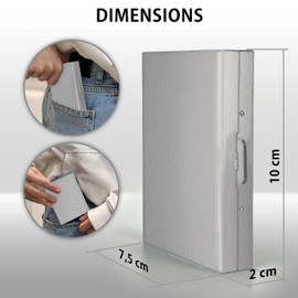 MyGadget Card Holder Aluminium Wallet – RFID & NFC Protection for 10 Credit Cards – Credit Card Holder Slim Wallet for Women, Men – Black, silver, Classic