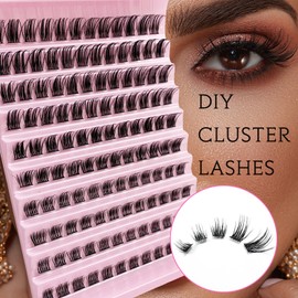 Selawasty Lash Clusters Eyelashes Cluster Lashes Individual Lashes Eyelash Extensions DIY Lash Extensions D Curl Volume Wispy Soft Comfortable Band Individual False Lashes 120Pcs(8-16mm-S-D05)