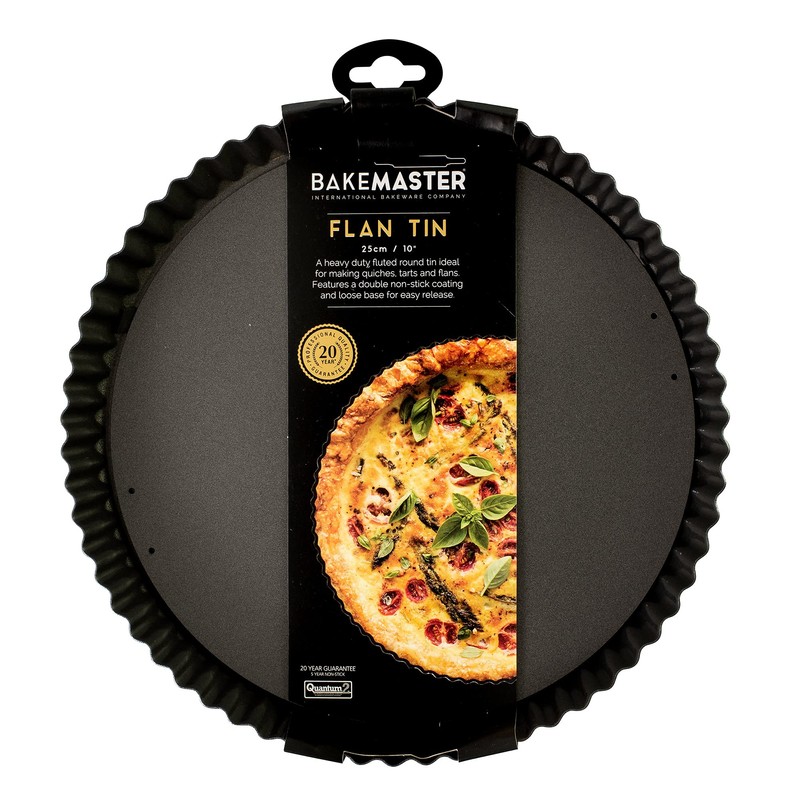 Bakemaster Non-Stick Loose Base Round Flan/Quiche Pan 25cm Diameter, Grey,