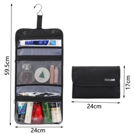 Tcdwla Toiletry Bag Men Women Hanging Toiletry Bag 1 Piece Wash Bag with Hook Foldable Large Capacity Multiple Chambers for Travel Bathroom Kids, black, Blue