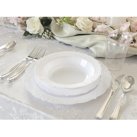 " OCCASIONS " 240 Bowls Pack, Disposable Wedding Party Plastic Bowls (12 oz Soup Bowl, Verona Plain White)