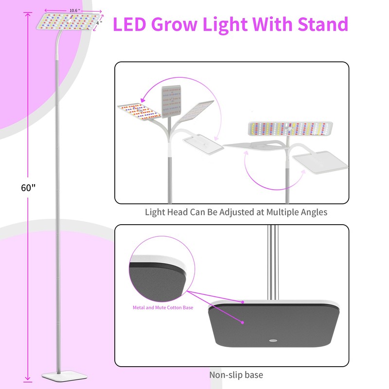 KINGPLUS Grow Lights with Stand, Full Spectrum Growing Light for