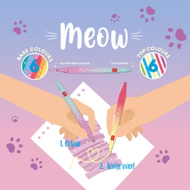 Legami - Set di 6 Pennarelli Doppia Punta Meow, Inchiostro a Base di Acqua