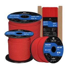 Abma Cord Paracord 3mm 15m 100% Nylon Rope Type II 3 Strands Parachute Cord - Max. 192kg (425lbs) - Red