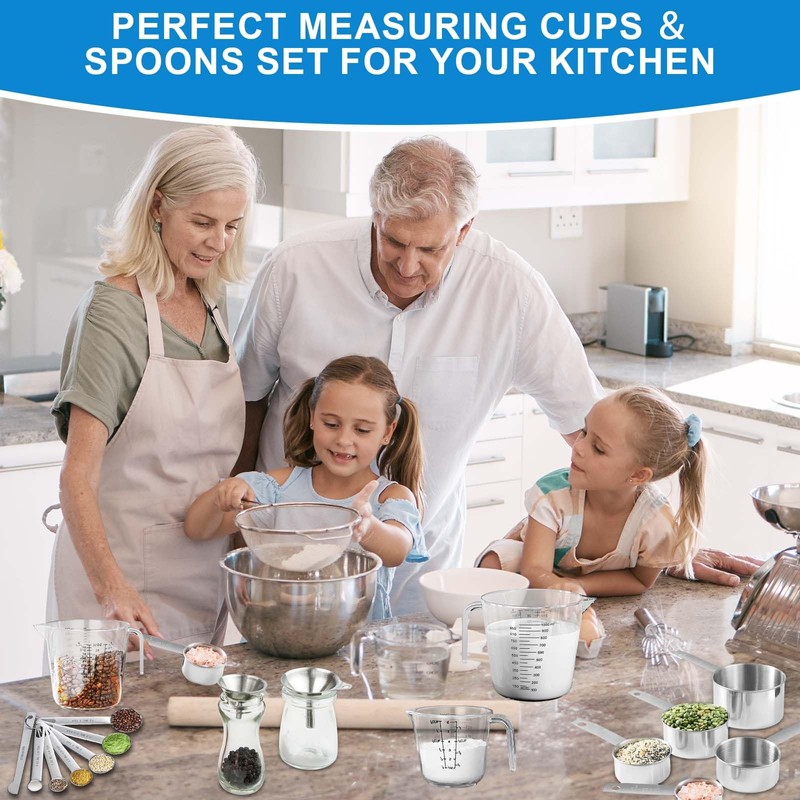 Measuring Cups and Spoons Set 22 Piece, 11 Stainless Steel