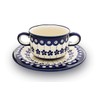 Original Bunzlauer Keramik Soup Cup with Saucer (Bouillon Bowl), 0.26