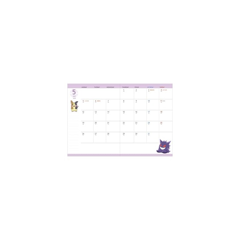 Sunstar Stationery S2958570 Pocket Monster Notebook, Monthly, A6, Pikachu