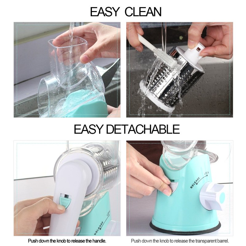 Ourokhome Rotary Cheese Grater Shredder, Speed Kitchen Manual Round Mandolin