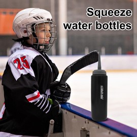 Squeeze Water Bottle - Insulated Water Bottle | Sports Water Bottle with Straw & Squeeze Lid | plasticc Water Bottle with Chug | Fashion Sport Water Bottle with Long Nozzle for Ice Hockey, Running