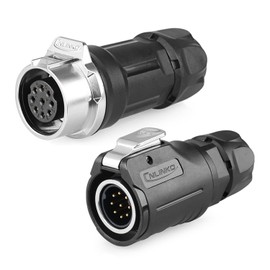 CNLINKO LP-16 9 PIN Industrial Waterproof Connector, IP68 Circular Connector, PBT Plastic Shell Quick Plug Aviation Connector M16 Male Plug and Female Plug (9 Pin）