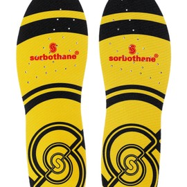 SORBOTHANE Double Strike Insoles for Men and Women Antibacterial Shock Absorption & Heel Support Insoles, Size 8 UK, 42 EU, Yellow