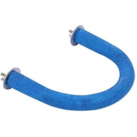 Bird Perches, Natural Wood, U-Shape Quartz Sand Branches, Hanging Stand, Paw Grinding Ladder for Pets, Parakeet, Cockatoo, Canary, Fin, Dove (Blue)