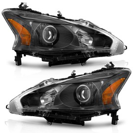 WEELMOTO Headlights for 13-15 Nissan Altima 4Dr Sedan Headlight Assembly Pair Replacement for 2013 2014 2015 Altima Black Housing Amber Reflector