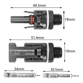 YAODHAOD Solar Connector 2 Pairs, IP65 Waterproof Male/Female Solar Power Distribution Box Plug, for Solar Combiner Box (Plug, Solar Panel Connector 2 Pairs)