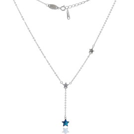 Mayfer Collar de plata 925 tipo corbatín con cristal austriaco en forma de estrella - Color azul