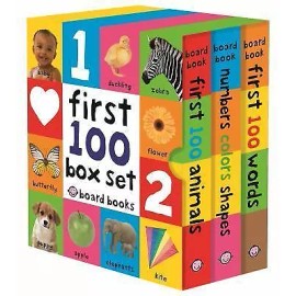 Priddy Books US First 100 Board Book Box Set (3 books) First 100 Words, Numbers Colors Shapes