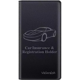 Valardoh Premium - Soporte para tarjetas de registro y seguro de automóvil, para tarjetas, licencia de conducir y otros documentos esenciales (negro), Negro, 9.5" x 5.1" x 0.28", Minimalista