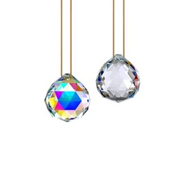 GOLDENHAITAI 2pcs Clear Crystal Ball Prisms 40mm Suncatcher Glass Pendant Rainbow Maker for Window, Garden, Ornament Decoration