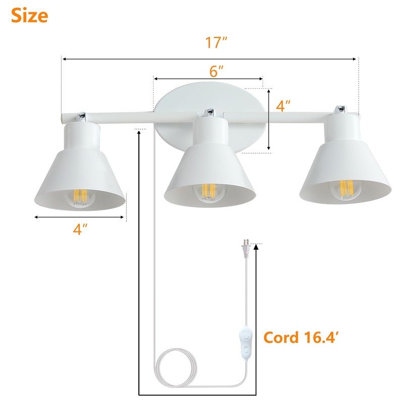 vivihobb 3 Light Plug in Track Lighting Kit,Modern Plug in