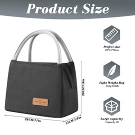XhjzgcTech Lunch Bag Insulated Lunch Bag Waterproof Lunch Bag Cool Bag Men Women Portable Waterproof Lunch Bag for Women Men Work School Office Picnic Snack Bag (Black)