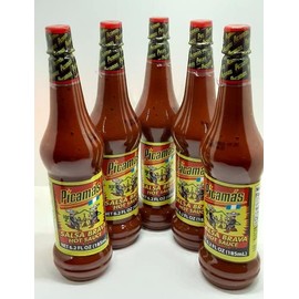 PICAMAS Salsa Brava Hot Sauce, RED, Net 6.2 fl oz (185 ml), 5 Bottles