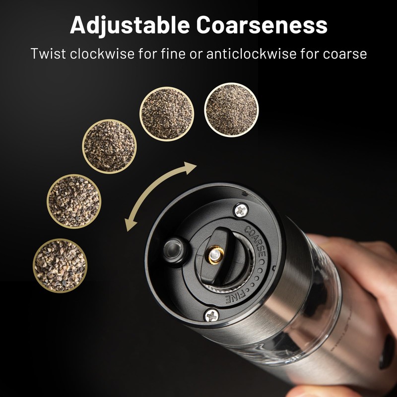 SIMPLETASTE Electric Salt and Pepper Grinder Set Automatic One Handed,