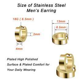 CrazyPiercing Stainless Steel Mens Womens Hoop Earrings Piercings Huggie Hypoallergenic (5 Pair)