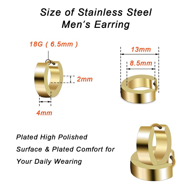 CrazyPiercing Stainless Steel Mens Womens Hoop Earrings Piercings Huggie Hypoallergenic