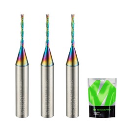 SHARPRO Downcut Spiral Router Bit 1/4 Inch Shank 1/16 Inch Cutting Dia 1/2" CL. 2" OVL. Solid Carbide Down Cut CNC Bit with Smooth Quark Coating, Ideal for Wood and Metal Cutting, Engraving