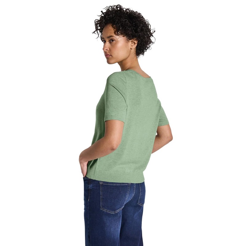 Street One Women's Short Sleeve Jumper, Milky Green Mel., 42