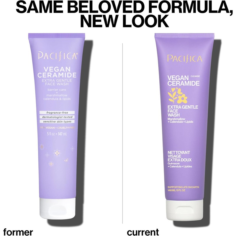 Pacifica Vegan Ceramide Extra Gentle Face Wash, 5.0 Ounce/148 ml