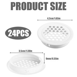 SHENSAIGO Pack of 24 Ventilation Grille, White, 35 mm Ventilation Grille, Stainless Steel, Ventilation Hole, Round, Ventilation Hole Ventilation Grille for Kitchen, Bathroom, Cabinet, Bookcase,