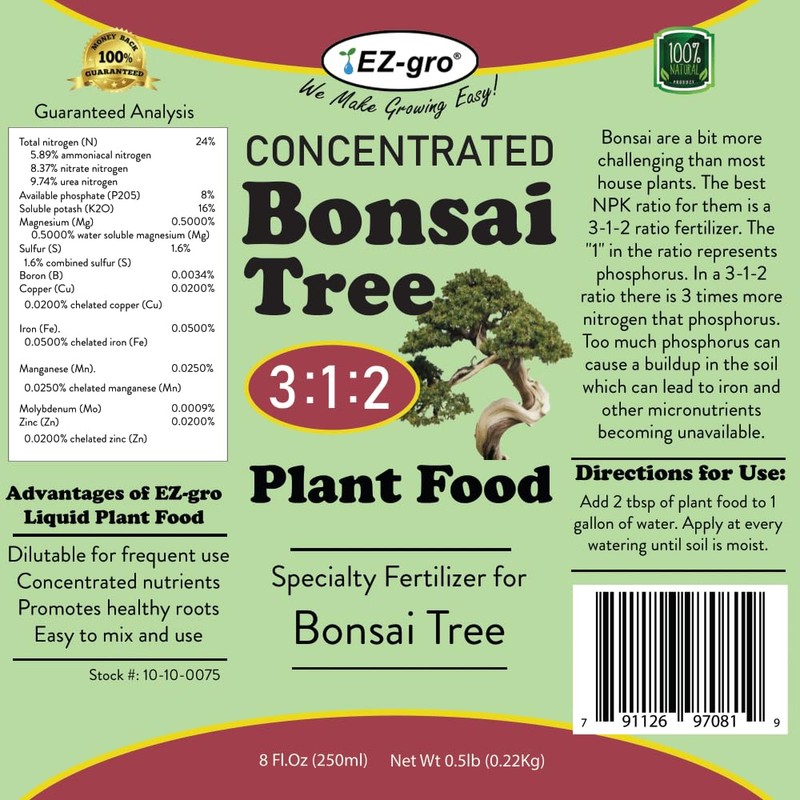 Professional Liquid Bonsai Fertilizer by EZ-gro | 3:1:2 Ratio of