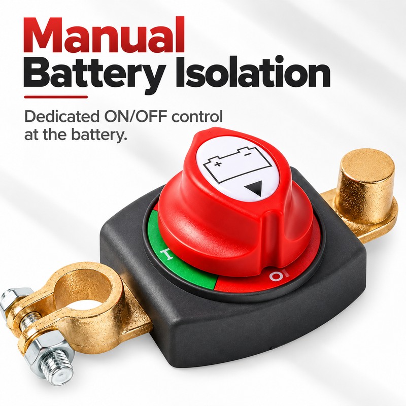 Top Post Battery Disconnect Switch – 12–48V DC Negative Terminal