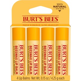 Burt'S Bees 100% Natural Moisturizing Lip Balm, Original Beeswax with Vitamin E and Peppermint Oil, 4 Tubes