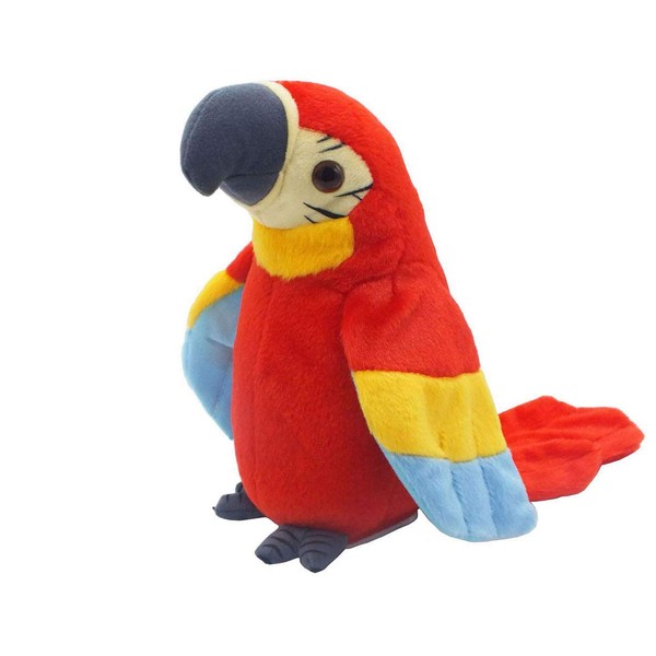 (Patent) Cute Mimicry Pet Talking Parrot Repeats What You Say Plush Animal Toy Electronic Parrot Plush Toy, Animal Toy, Talking Bird,Birthday Present for Kids(RED)